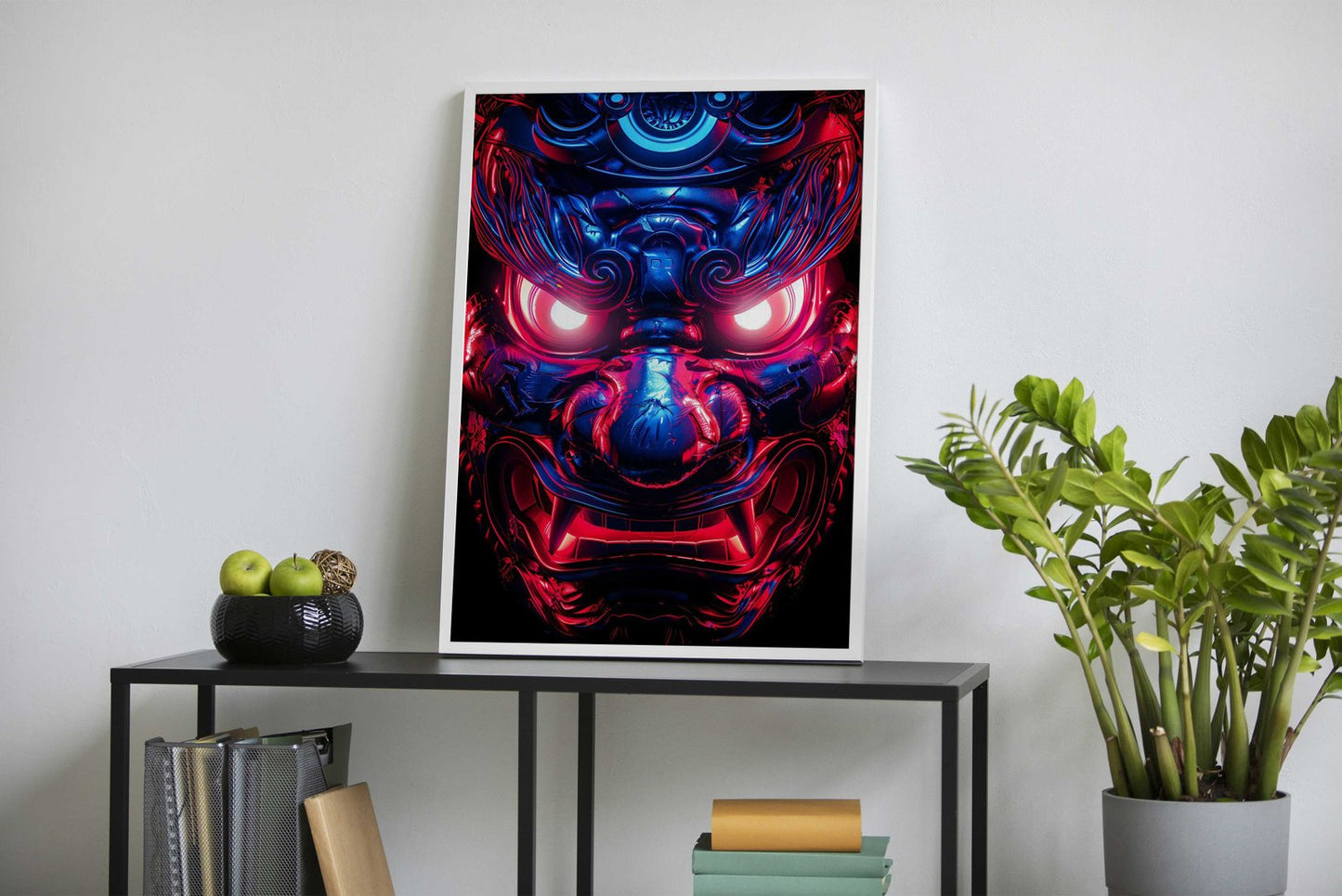 Neon glowing samurai Asian Style Poster | Wa ll Art for Home & Office | High-Quality Print - High-Quality Visual Display