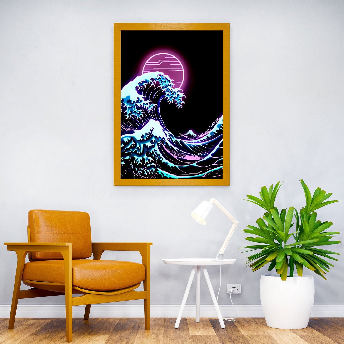 Neon great wave Asian Style Poster | Wall Art  for Home & Office | High-Quality Print - High-Quality Visual Display
