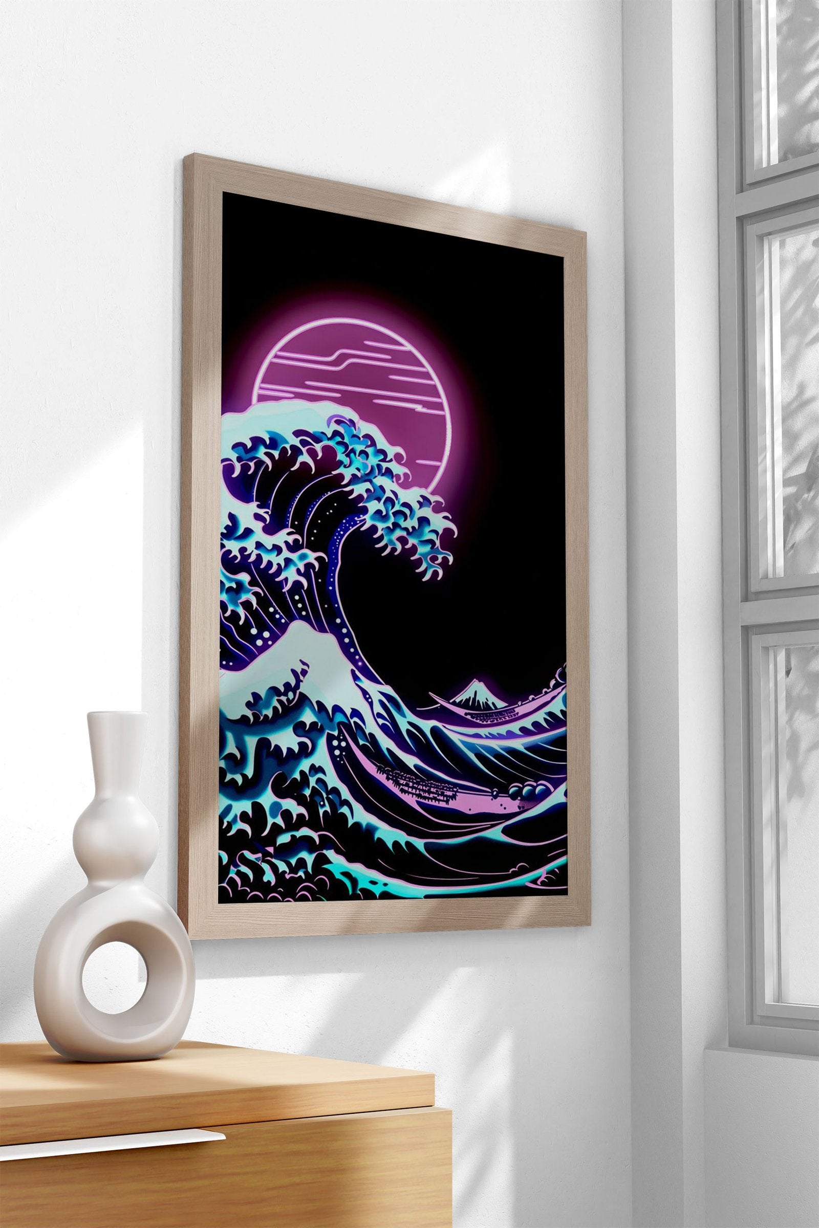 Neon great wave Asian Style Poster | Wall Art  for Home & Office | High-Quality Print - High-Quality Visual Display