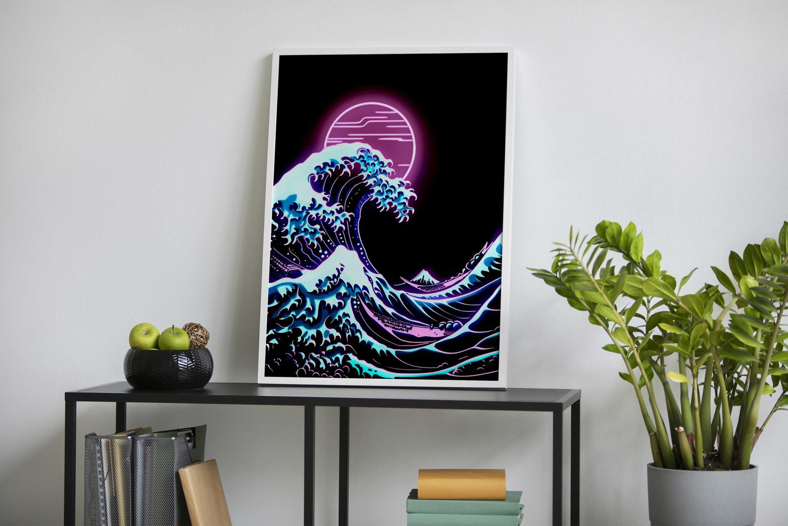 Neon great wave Asian Style Poster | Wall Art  for Home & Office | High-Quality Print - High-Quality Visual Display