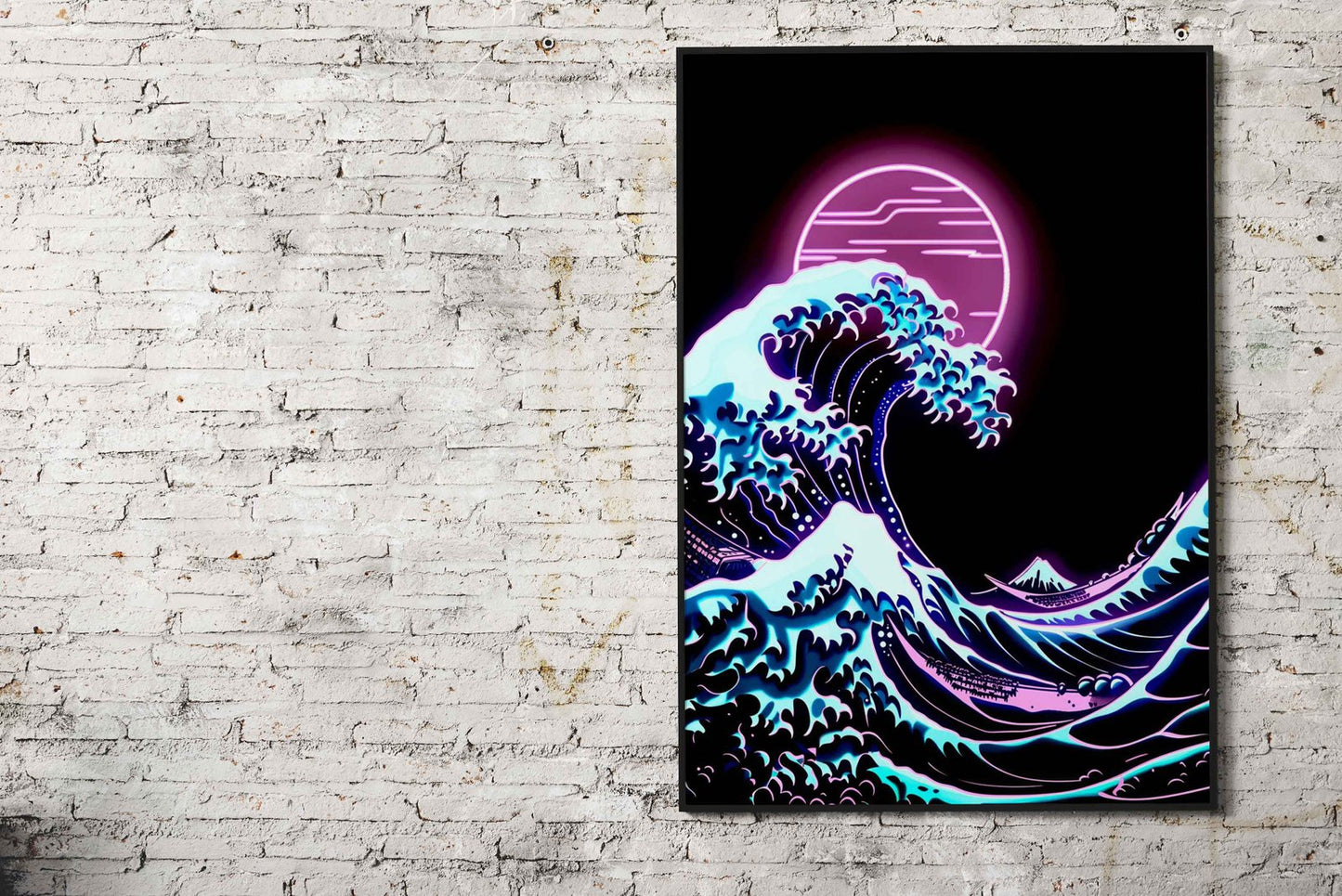Neon great wave Asian Style Poster | Wall Art  for Home & Office | High-Quality Print - High-Quality Visual Display