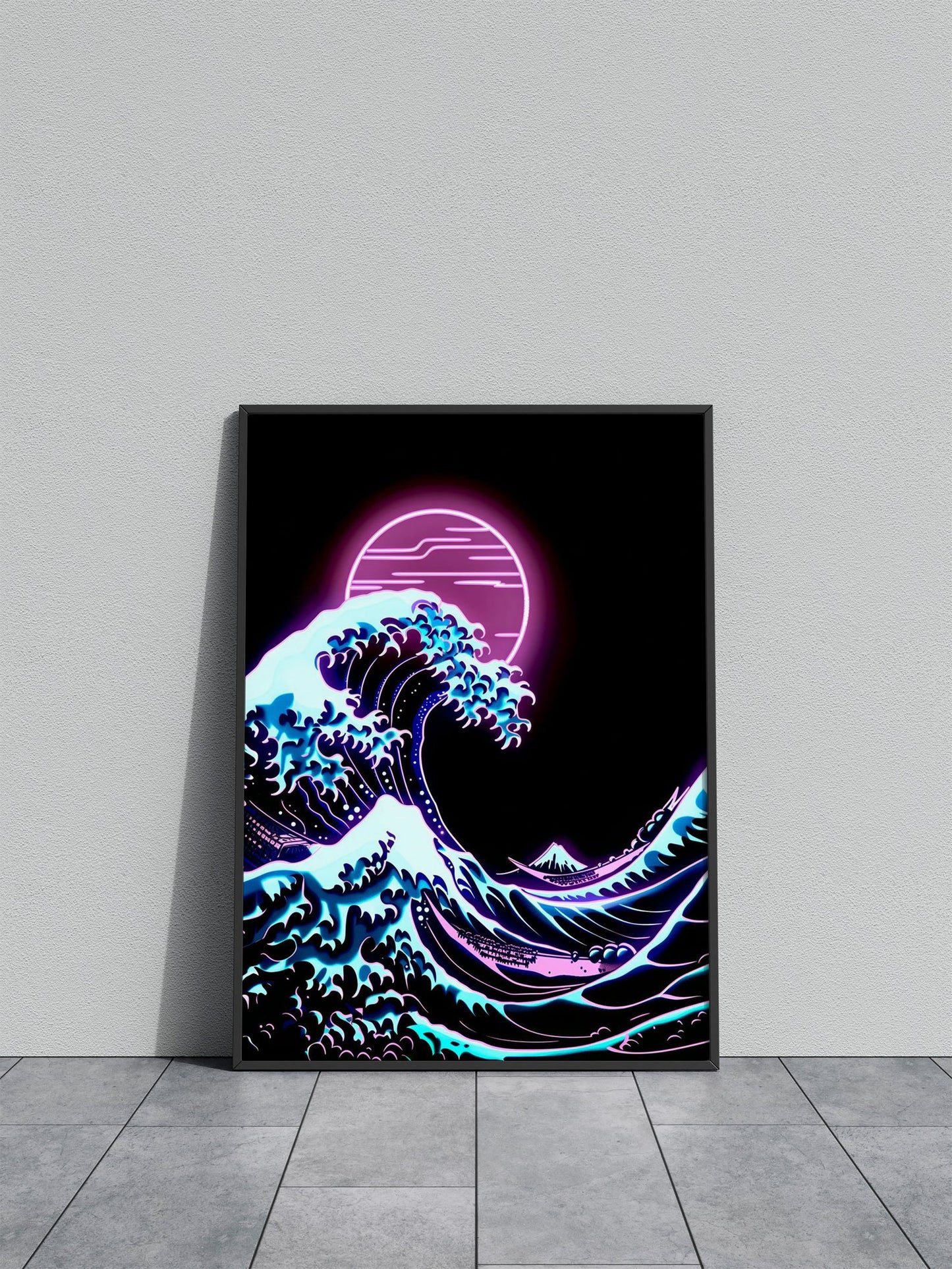 Neon great wave Asian Style Poster | Wall Art  for Home & Office | High-Quality Print - High-Quality Visual Display