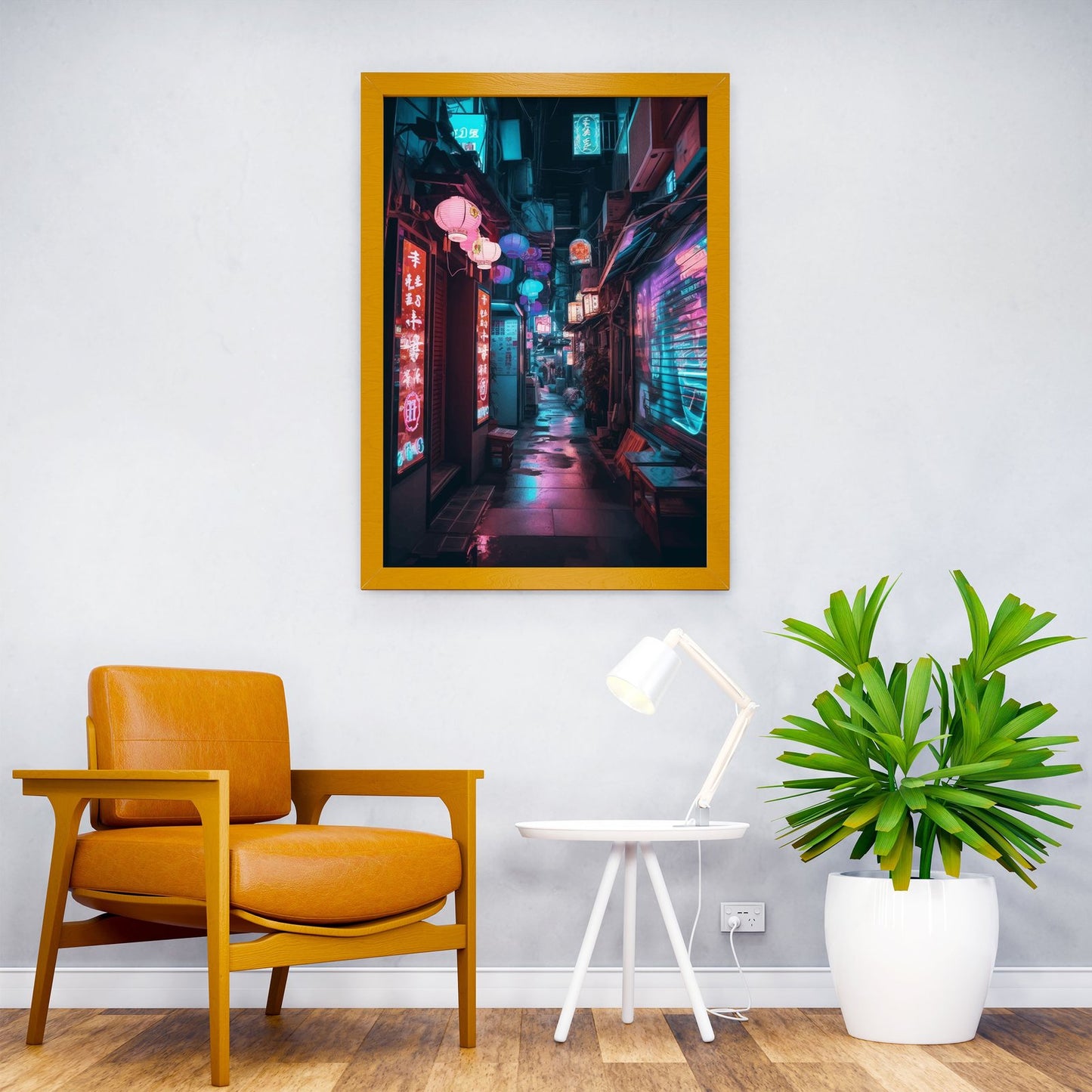 Neon lit Asian lanterns Asian Style Poster | Wa ll Art for Home & Office | High-Quality Print - High-Quality Visual Display