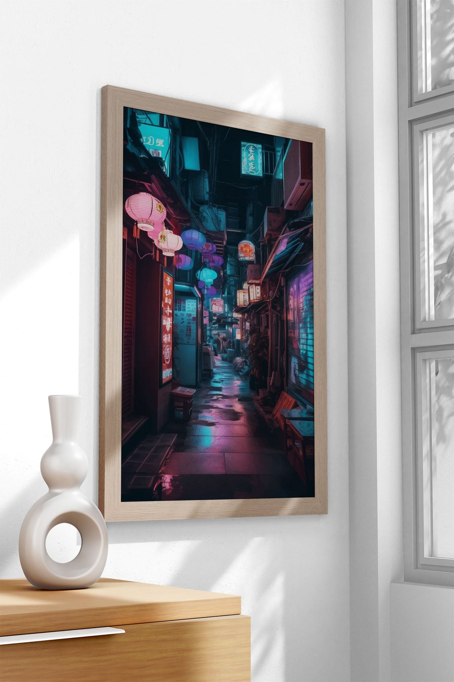 Neon lit Asian lanterns Asian Style Poster | Wa ll Art for Home & Office | High-Quality Print - High-Quality Visual Display