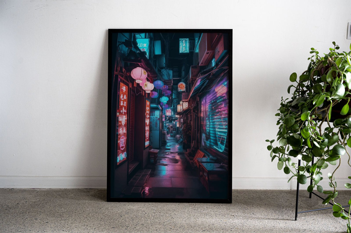 Neon lit Asian lanterns Asian Style Poster | Wa ll Art for Home & Office | High-Quality Print - High-Quality Visual Display