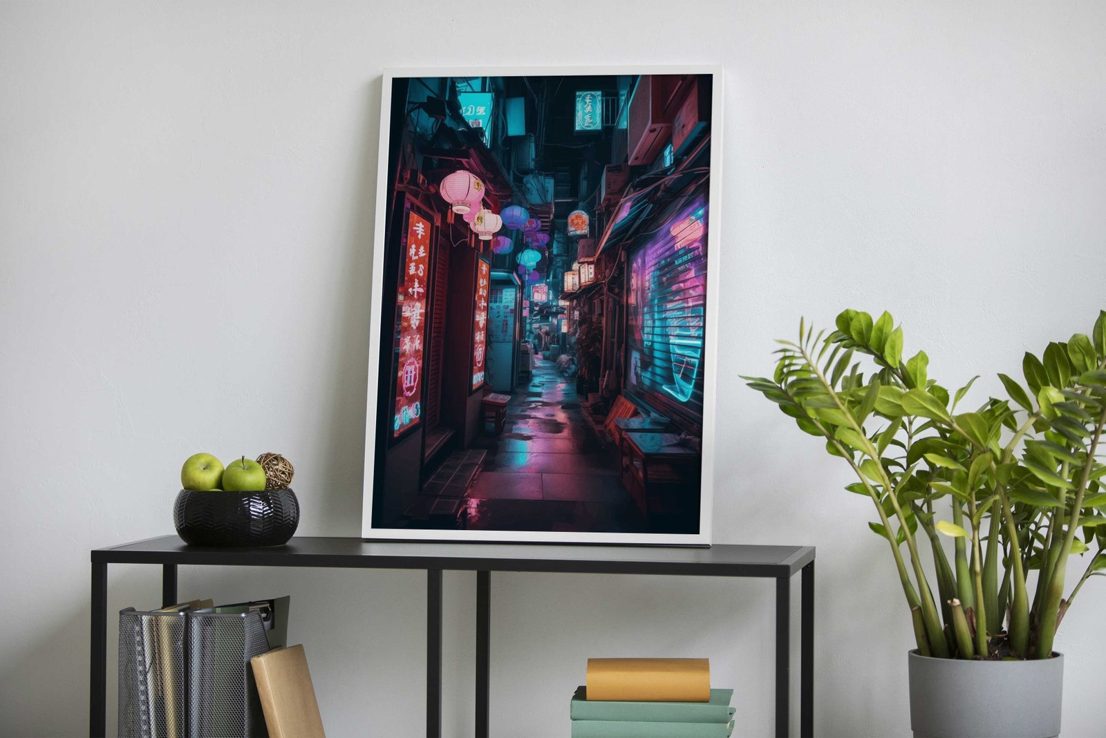 Neon lit Asian lanterns Asian Style Poster | Wa ll Art for Home & Office | High-Quality Print - High-Quality Visual Display