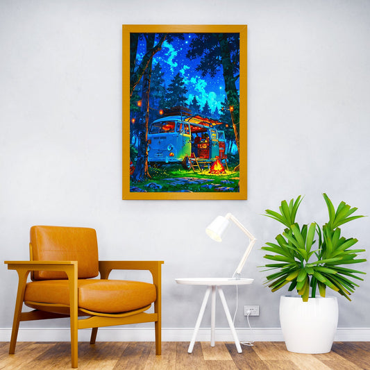 Night Camp Asian Style Poster | Wall Art for H ome & Office | High-Quality Print - High-Quality Visual Display