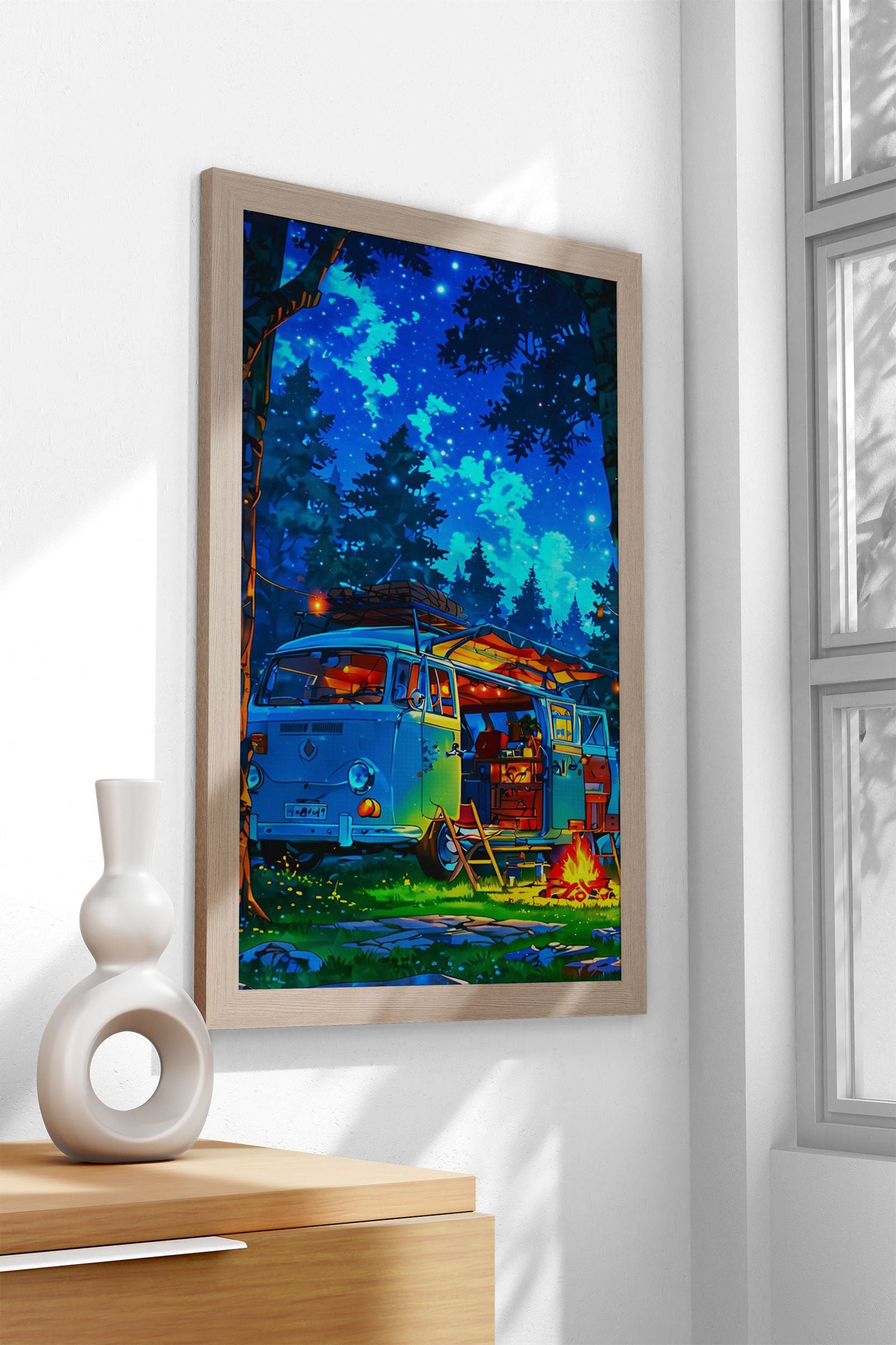 Night Camp Asian Style Poster | Wall Art for H ome & Office | High-Quality Print - High-Quality Visual Display