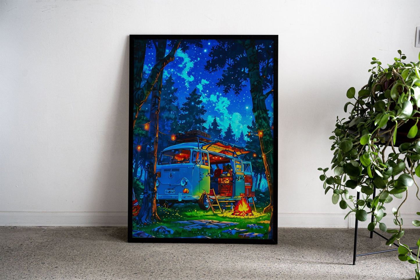 Night Camp Asian Style Poster | Wall Art for H ome & Office | High-Quality Print - High-Quality Visual Display
