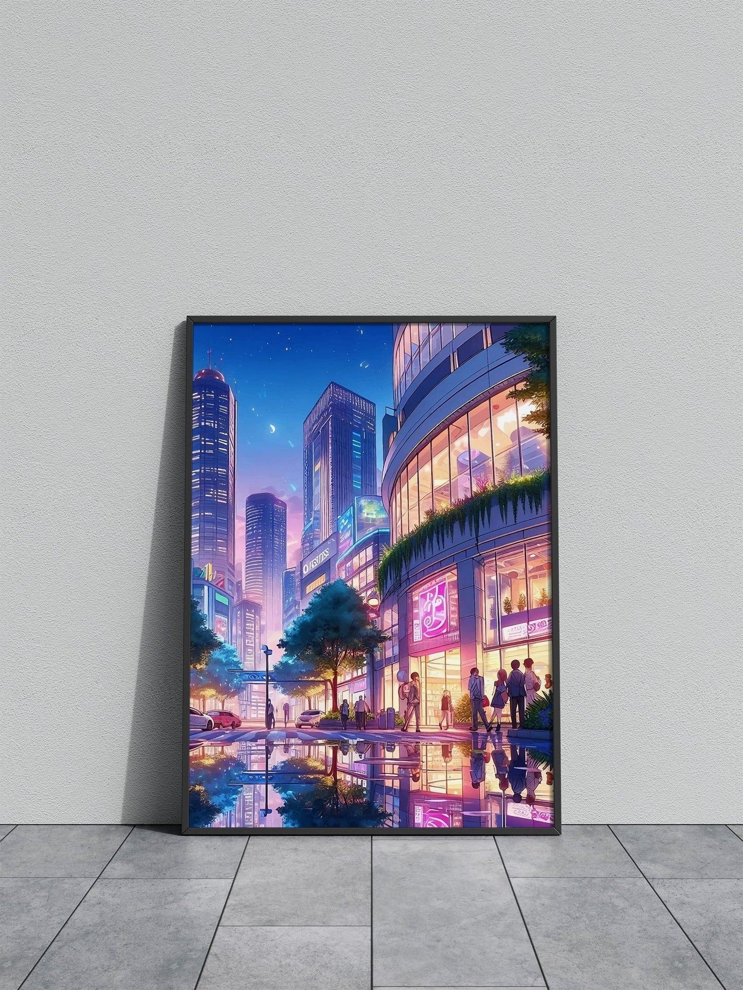 Night Cityscape Asian Style Poster | Wall Art f or Home & Office | High-Quality Print - High-Quality Visual Display