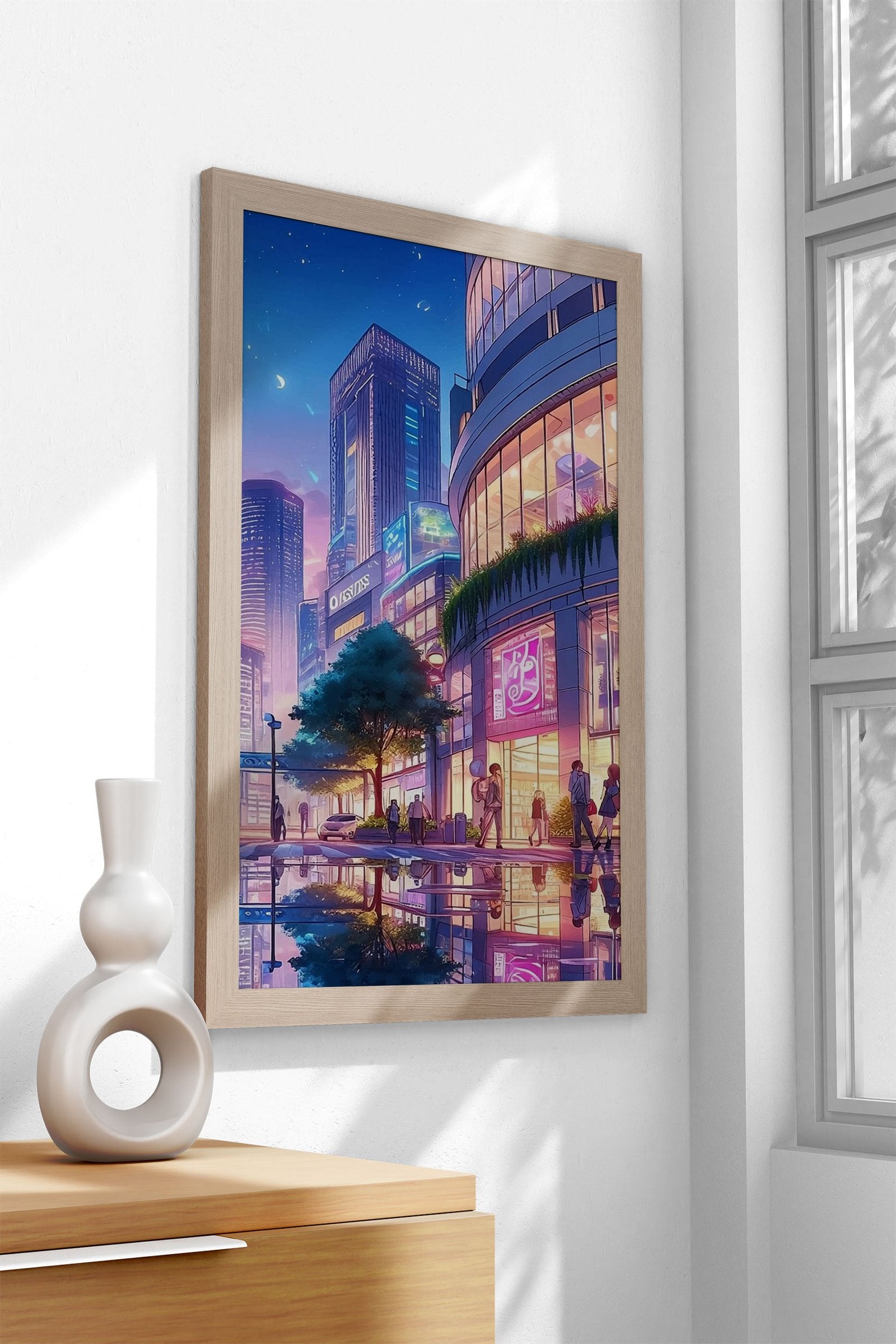 Night Cityscape Asian Style Poster | Wall Art f or Home & Office | High-Quality Print - High-Quality Visual Display