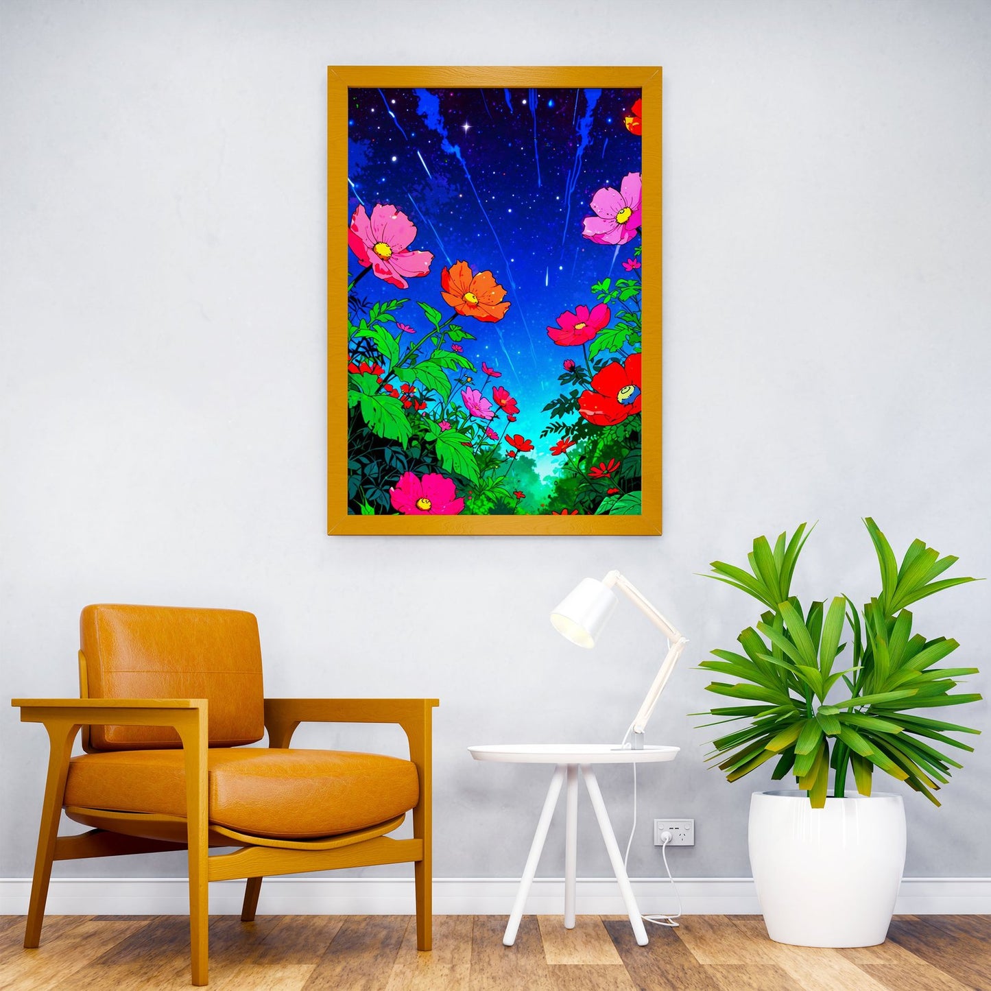 Night Sky Flowers Asian Style Poster | Wall Art  for Home & Office | High-Quality Print - High-Quality Visual Display