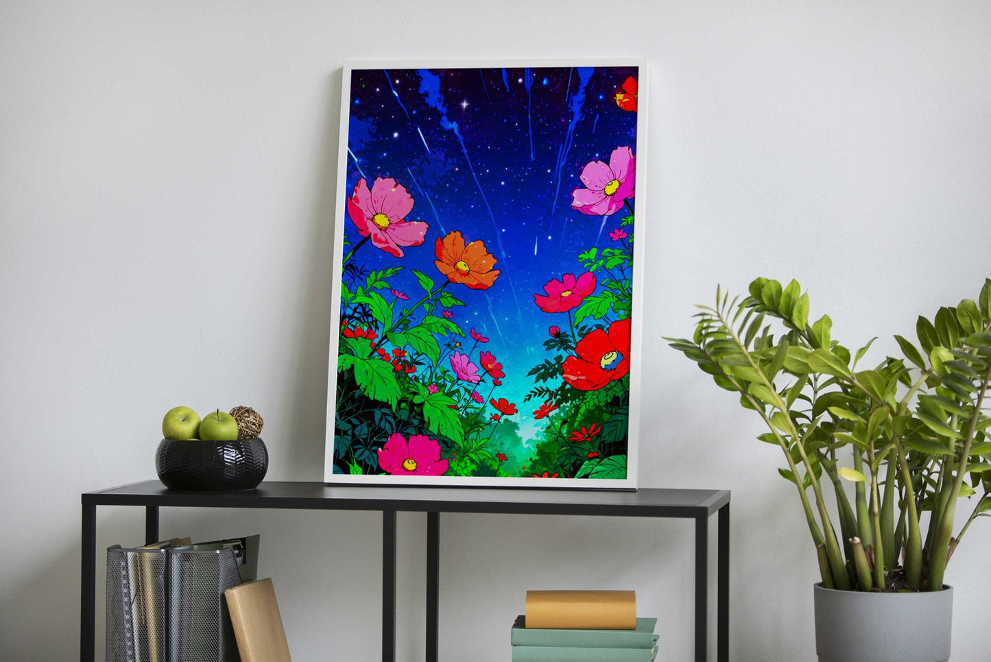 Night Sky Flowers Asian Style Poster | Wall Art  for Home & Office | High-Quality Print - High-Quality Visual Display