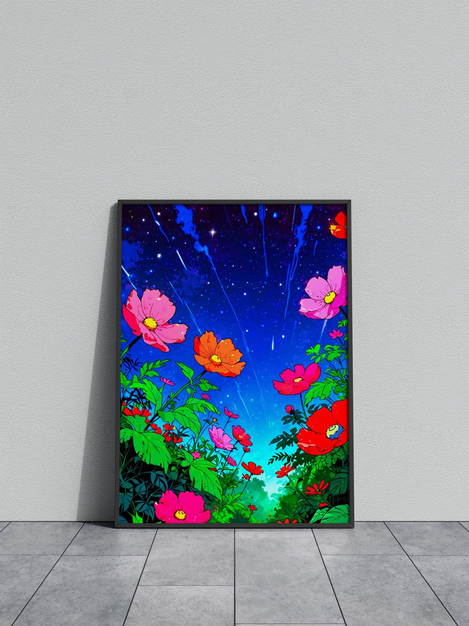 Night Sky Flowers Asian Style Poster | Wall Art  for Home & Office | High-Quality Print - High-Quality Visual Display