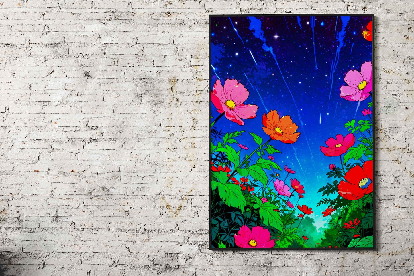 Night Sky Flowers Asian Style Poster | Wall Art  for Home & Office | High-Quality Print - High-Quality Visual Display