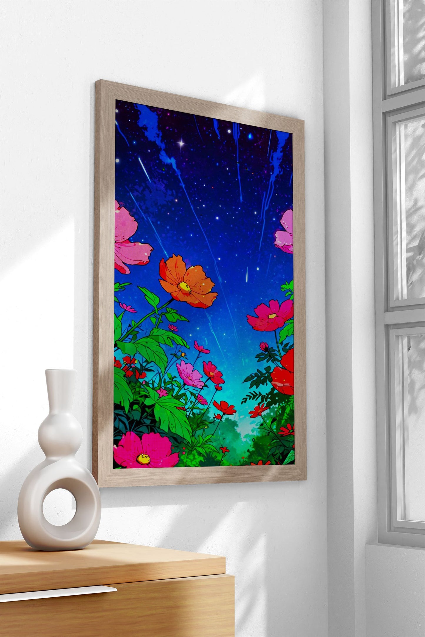 Night Sky Flowers Asian Style Poster | Wall Art  for Home & Office | High-Quality Print - High-Quality Visual Display