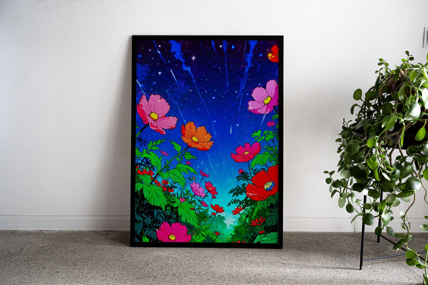 Night Sky Flowers Asian Style Poster | Wall Art  for Home & Office | High-Quality Print - High-Quality Visual Display