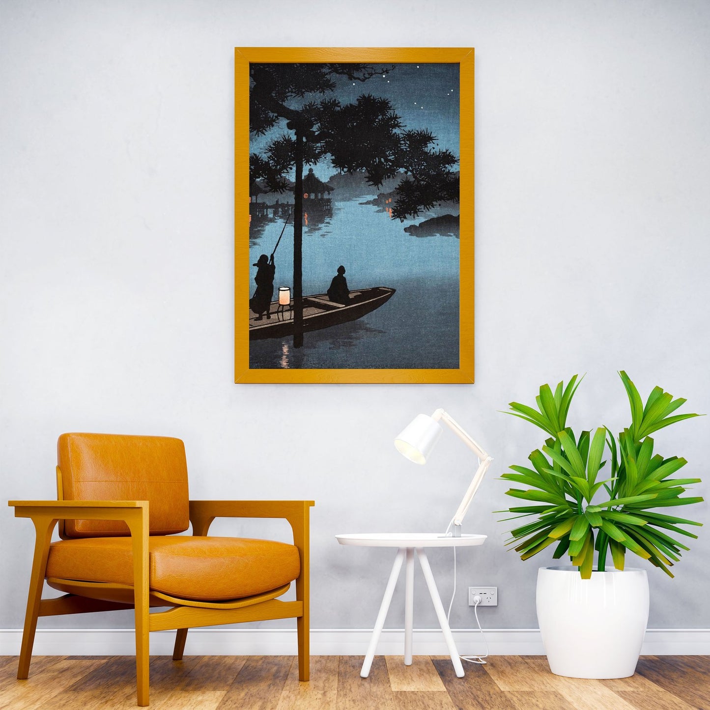Night Sky at Lake Biwa Asian Style Poster | Wa ll Art for Home & Office | High-Quality Print - High-Quality Visual Display