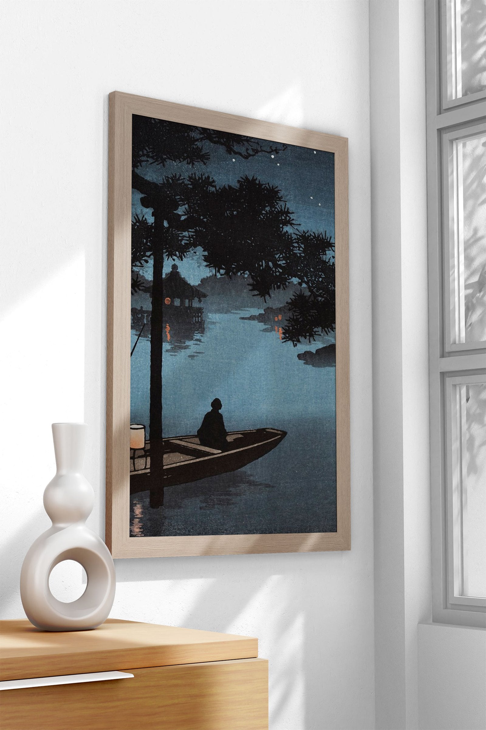Night Sky at Lake Biwa Asian Style Poster | Wa ll Art for Home & Office | High-Quality Print - High-Quality Visual Display
