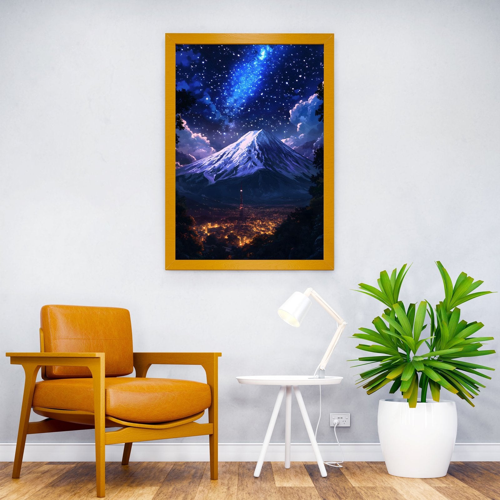 Night Sky galaxy fuji Mountain Japan Asian St yle Poster | Wall Art for Home & Office | High-Quality Print - High-Quality Visual Display