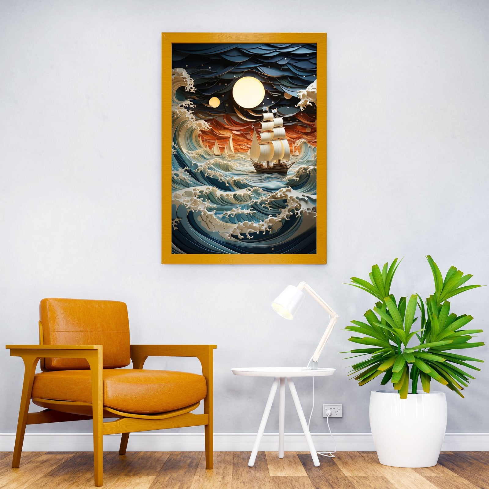 Night seascape painting S Asian Style Poster |  Wall Art for Home & Office | High-Quality Print - High-Quality Visual Display