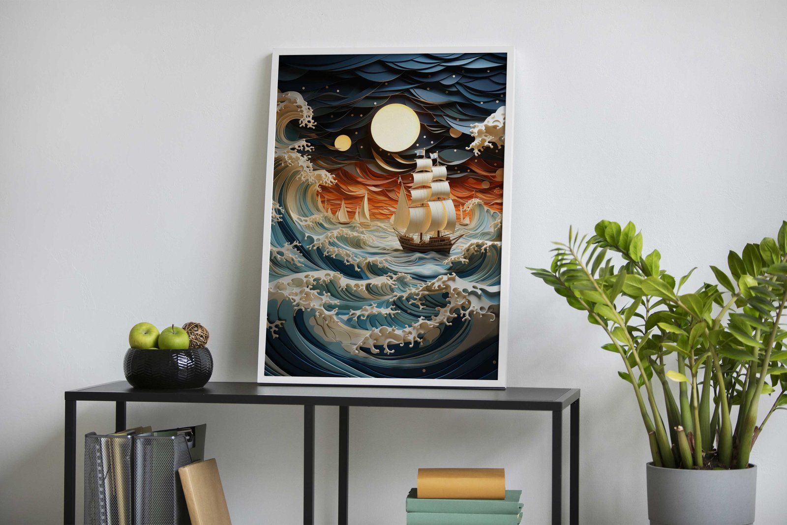 Night seascape painting S Asian Style Poster |  Wall Art for Home & Office | High-Quality Print - High-Quality Visual Display