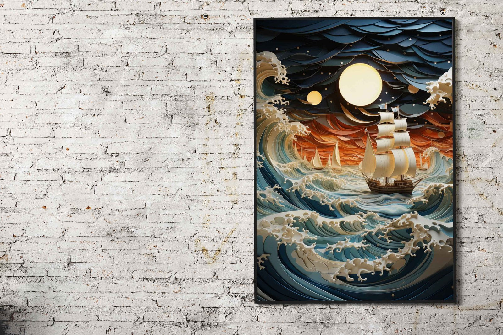 Night seascape painting S Asian Style Poster |  Wall Art for Home & Office | High-Quality Print - High-Quality Visual Display