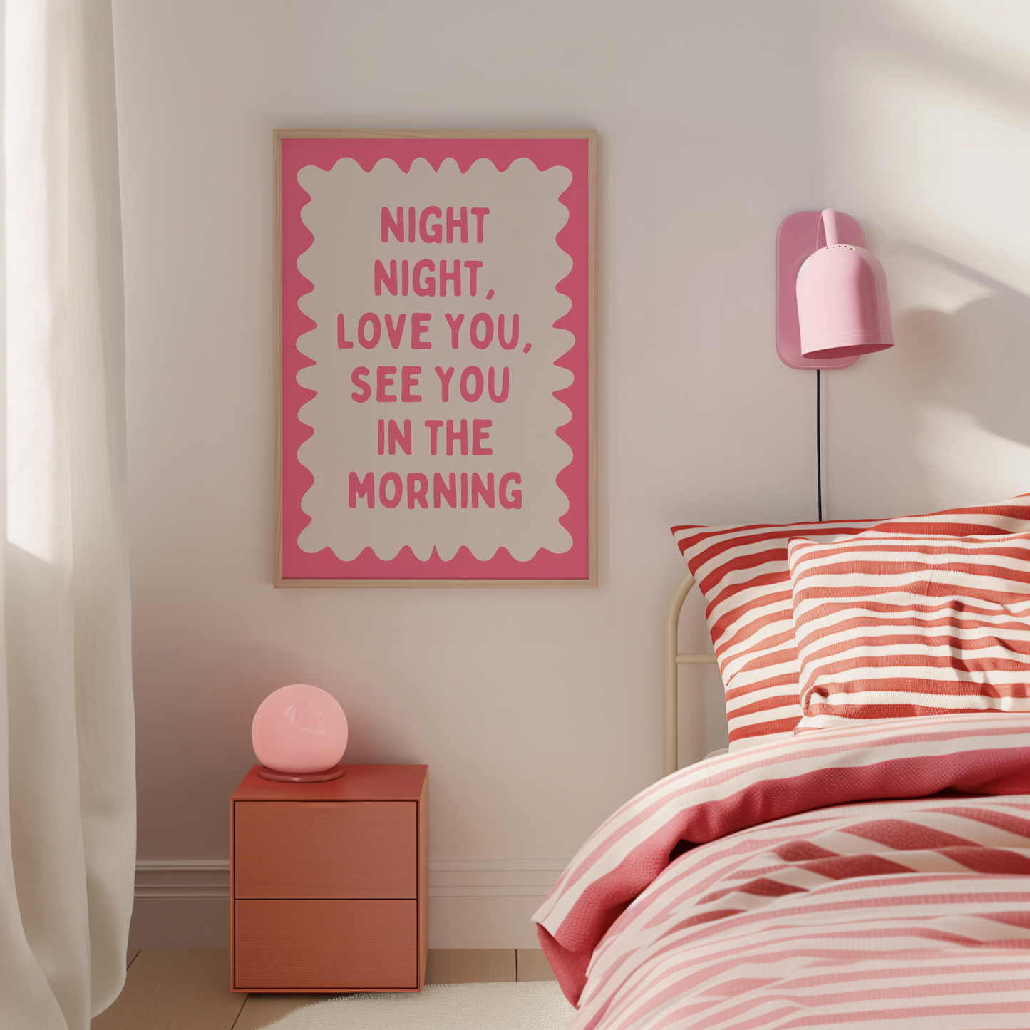 Night Night, Love You | Watermelon and Cream | Art Print - High-Quality Premium Wall Art Decor Sticker