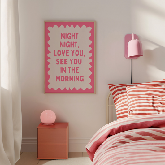 Night Night, Love You | Watermelon and Cream | Art Print - High-Quality Premium Wall Art Decor Sticker