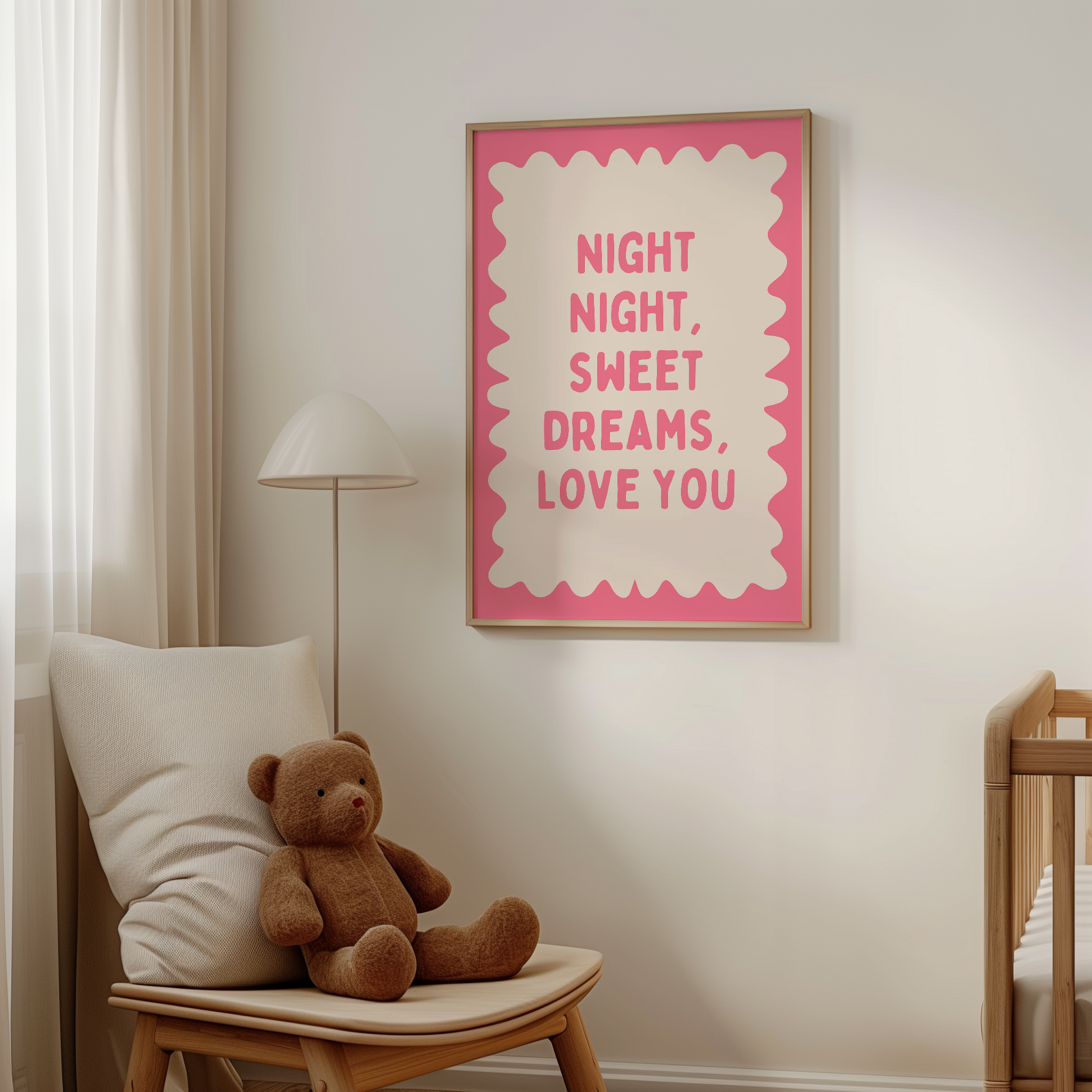 Night Night, Sweet Dreams, Love You | Watermelon and Cream | Art Print - High-Quality Premium Wall Art Decor Sticker