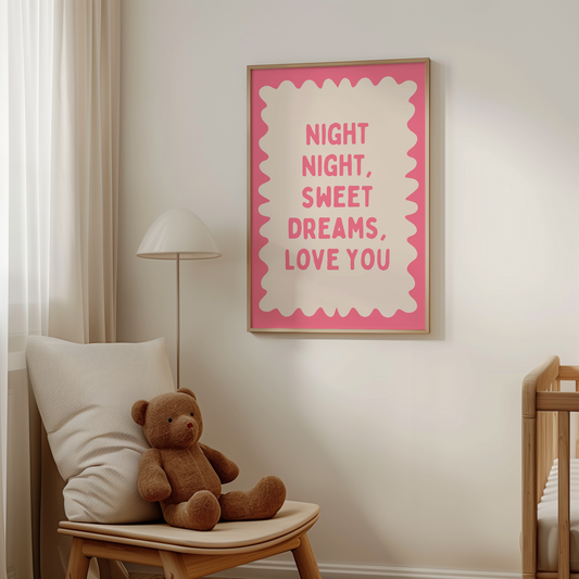 Night Night, Sweet Dreams, Love You | Watermelon and Cream | Art Print - High-Quality Premium Wall Art Decor Sticker