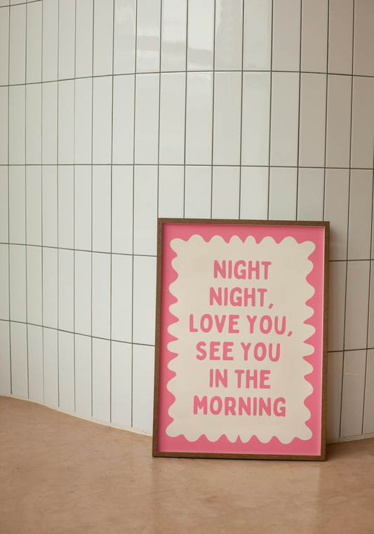 Night Night, Love You | Watermelon and Cream | Art Print - High-Quality Premium Wall Art Decor Sticker