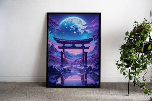 Nightscape Torii Gate Asian Style Poster | Wall  Art for Home & Office | High-Quality Print - High-Quality Visual Display