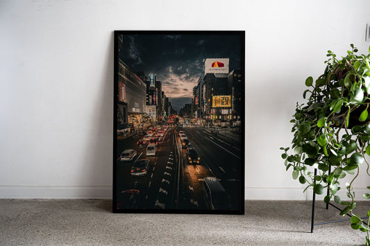 Nighttime Cityscape in Japan Asian Style Post er | Wall Art for Home & Office | High-Quality Print - High-Quality Premium Wall Art Decor Sticker
