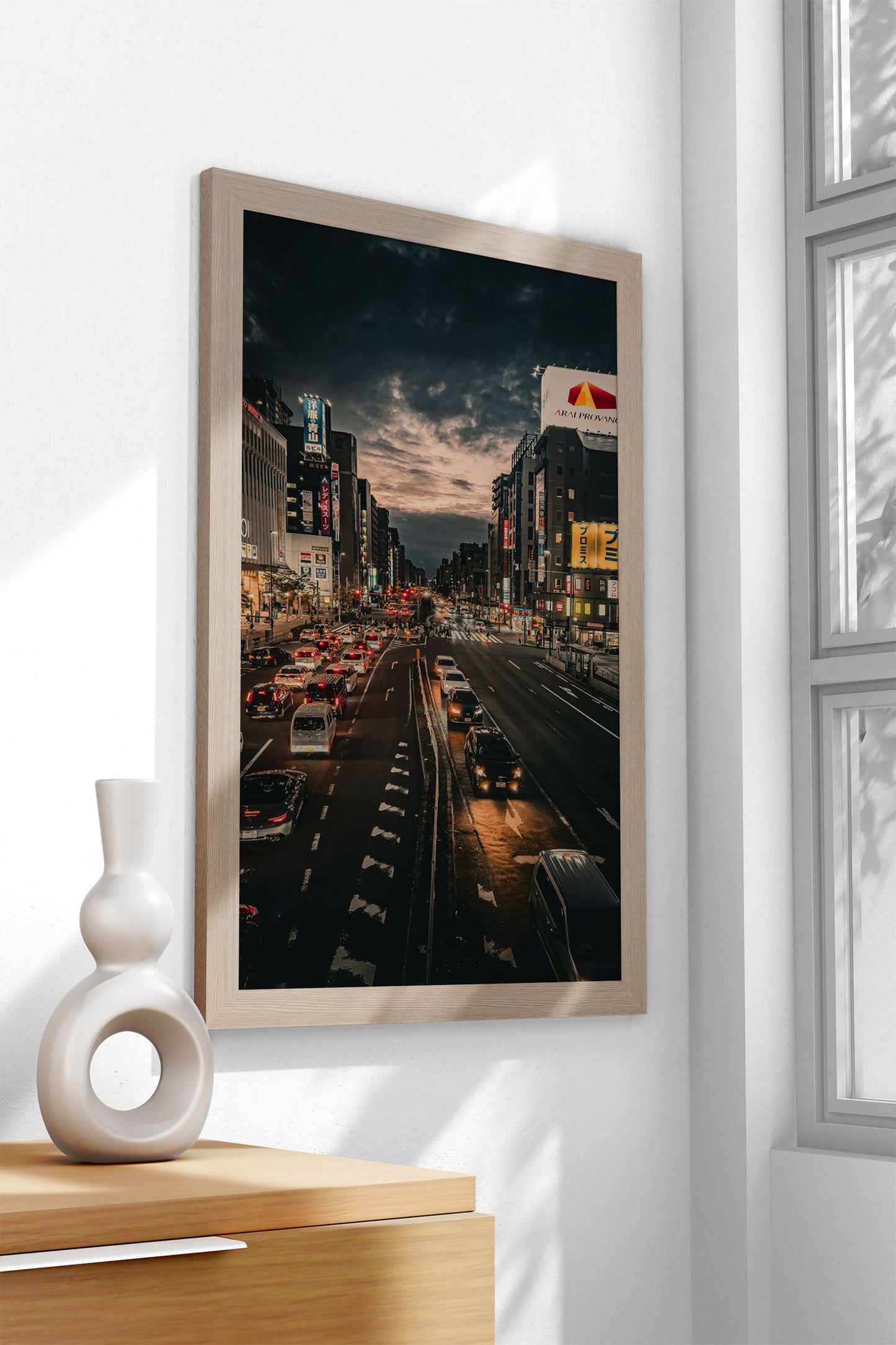 Nighttime Cityscape in Japan Asian Style Post er | Wall Art for Home & Office | High-Quality Print - High-Quality Premium Wall Art Decor Sticker