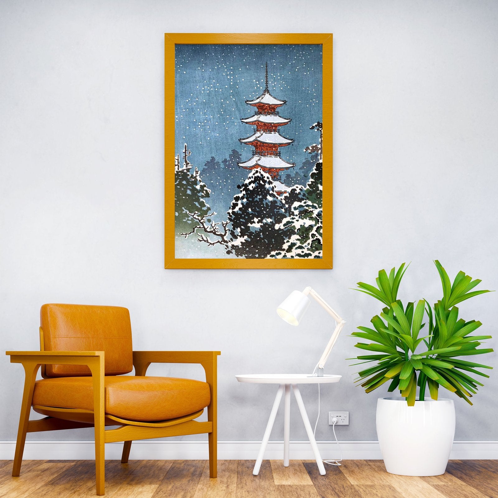 Nikko Pagoda in Snow Asian Style Poster | Wa ll Art for Home & Office | High-Quality Print - High-Quality Premium Wall Art Decor Sticker
