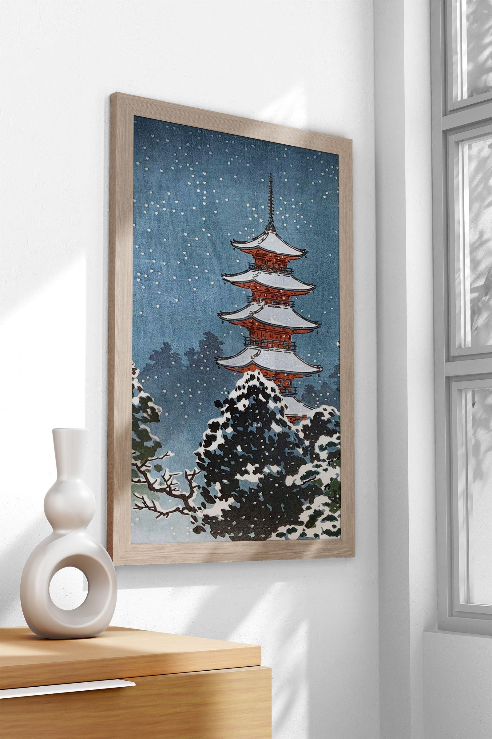 Nikko Pagoda in Snow Asian Style Poster | Wa ll Art for Home & Office | High-Quality Print - High-Quality Premium Wall Art Decor Sticker