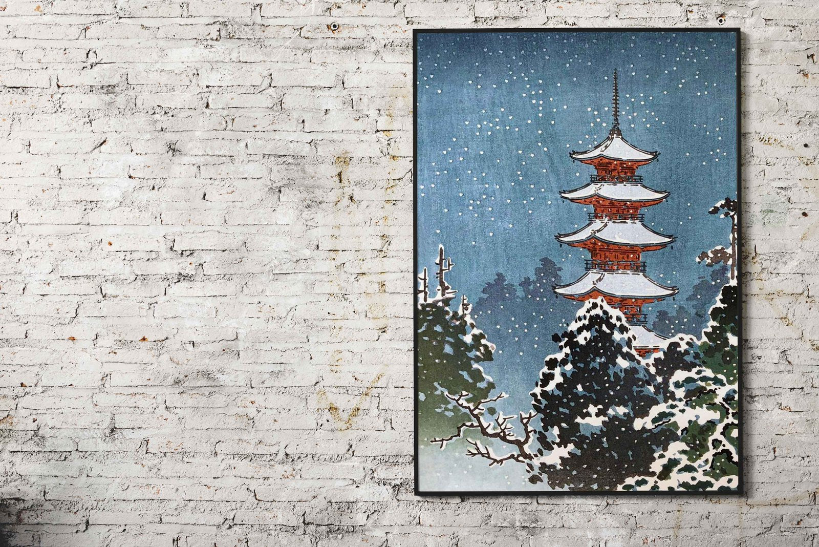 Nikko Pagoda in Snow Asian Style Poster | Wa ll Art for Home & Office | High-Quality Print - High-Quality Premium Wall Art Decor Sticker