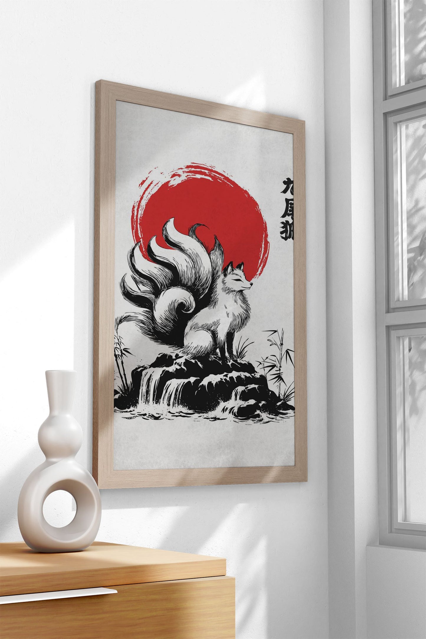 Nine Tailed Fox in Forest Asian Style Poster | W all Art for Home & Office | High-Quality Print - High-Quality Premium Wall Art Decor Sticker