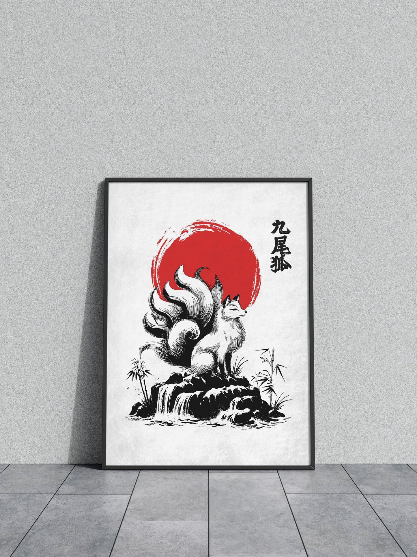 Nine Tailed Fox in Forest Asian Style Poster | W all Art for Home & Office | High-Quality Print - High-Quality Premium Wall Art Decor Sticker
