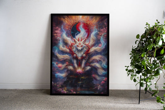 Nine Tailed Fox Torii Gate Asian Style Poster | Wall Art for Home & Office | High-Quality Print - High-Quality Premium Wall Art Decor Sticker