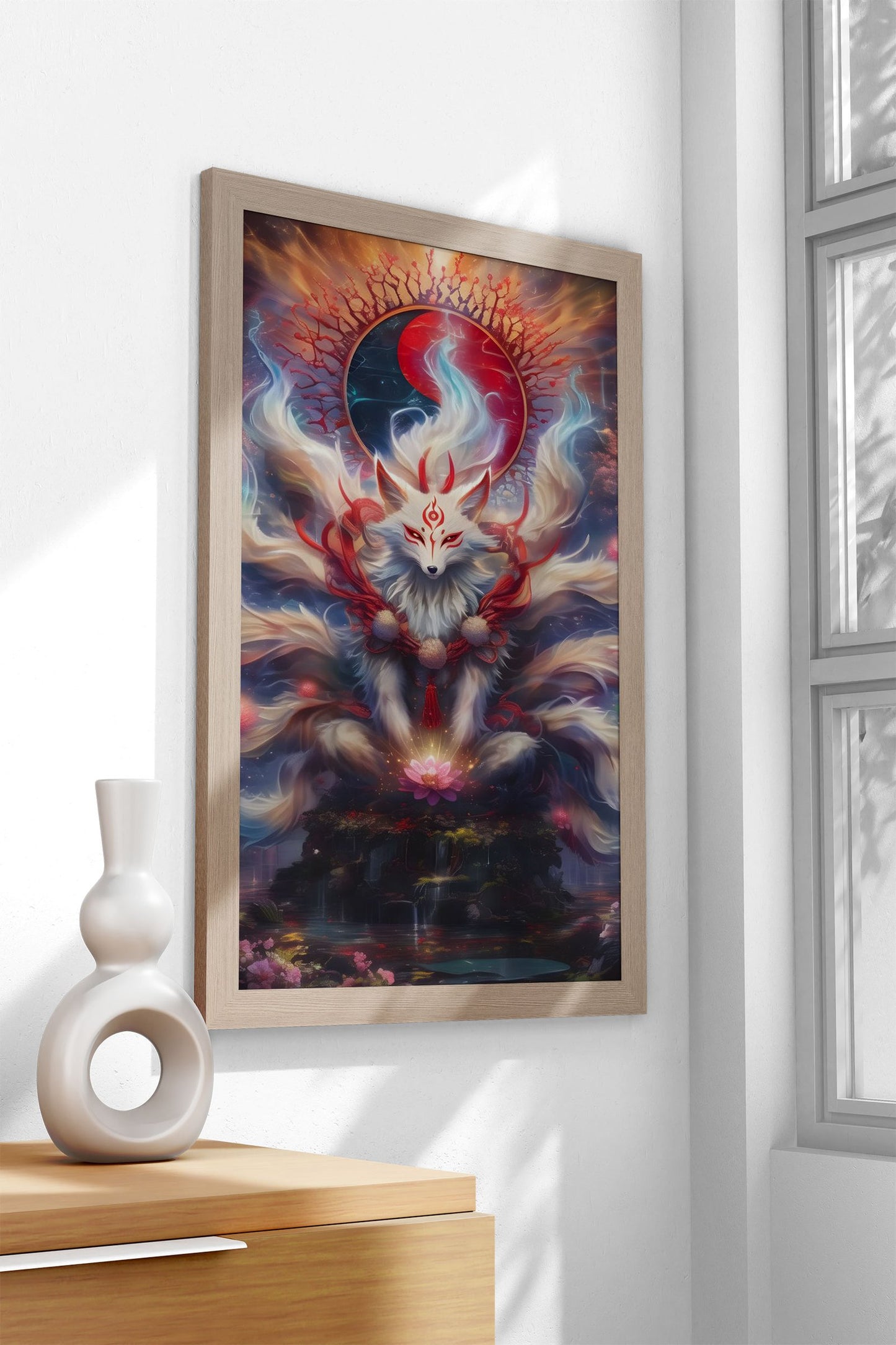 Nine Tailed Fox Torii Gate Asian Style Poster |  Wall Art for Home & Office | High-Quality Print - High-Quality Premium Wall Art Decor Sticker
