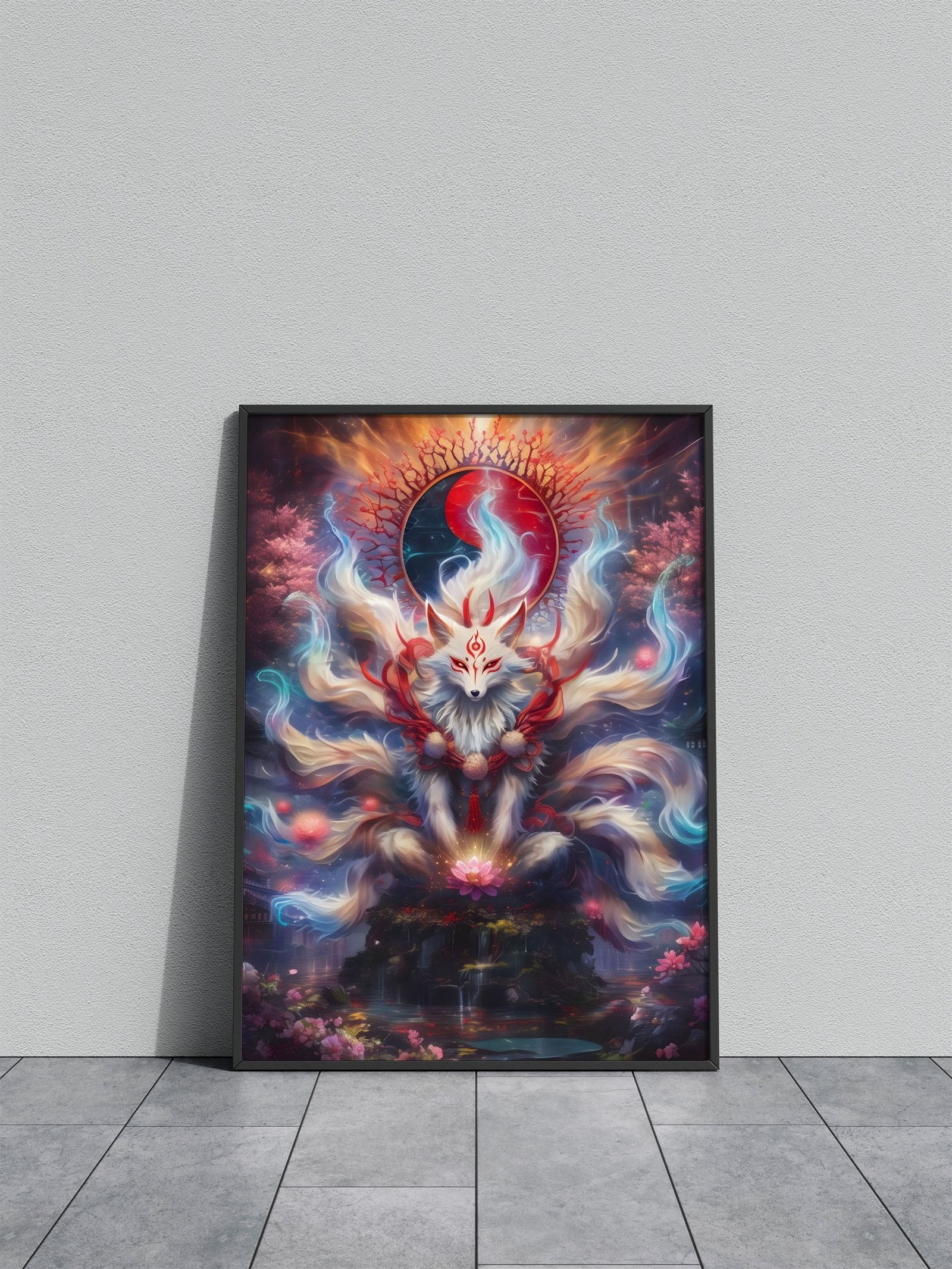 Nine Tailed Fox Torii Gate Asian Style Poster |  Wall Art for Home & Office | High-Quality Print - High-Quality Premium Wall Art Decor Sticker