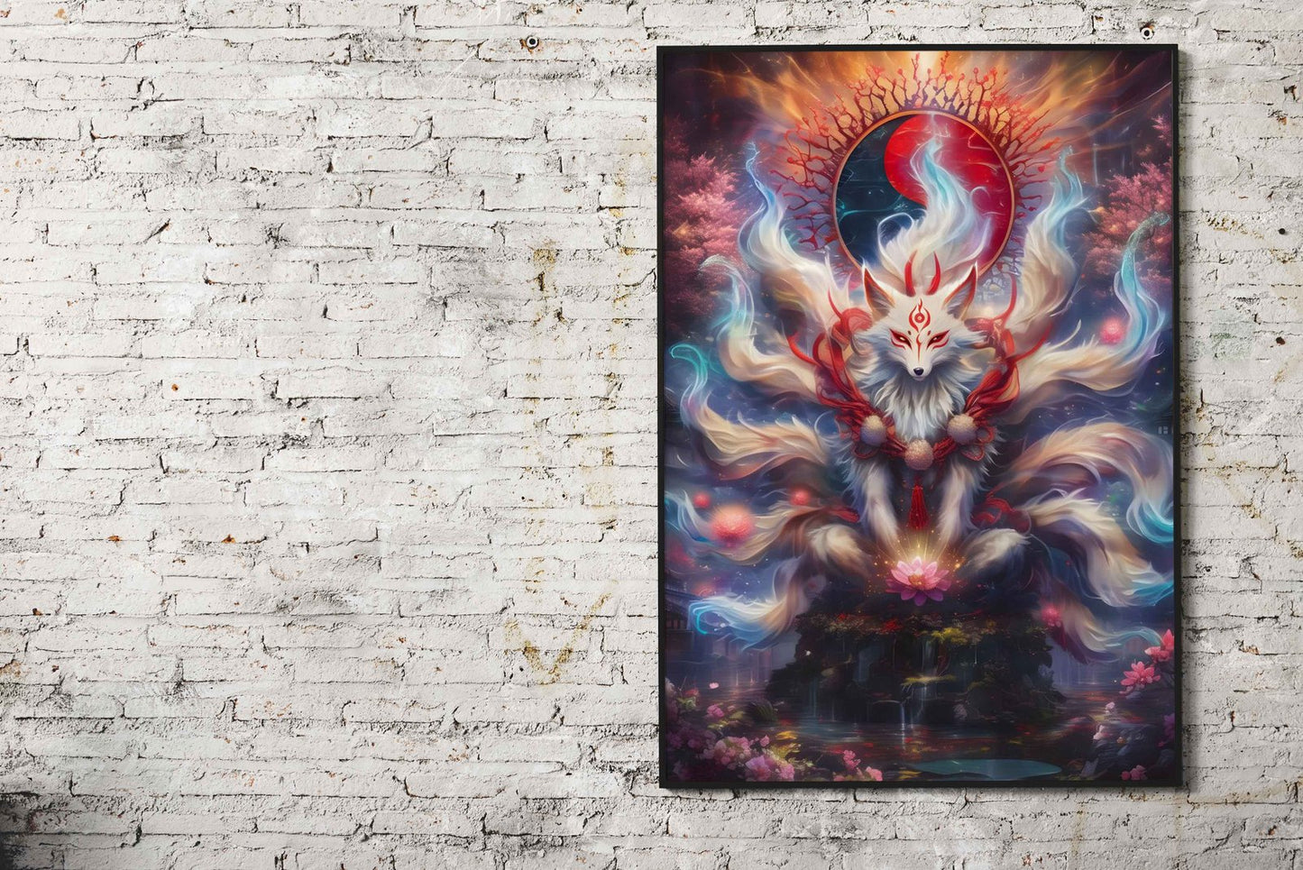 Nine Tailed Fox Torii Gate Asian Style Poster |  Wall Art for Home & Office | High-Quality Print - High-Quality Premium Wall Art Decor Sticker