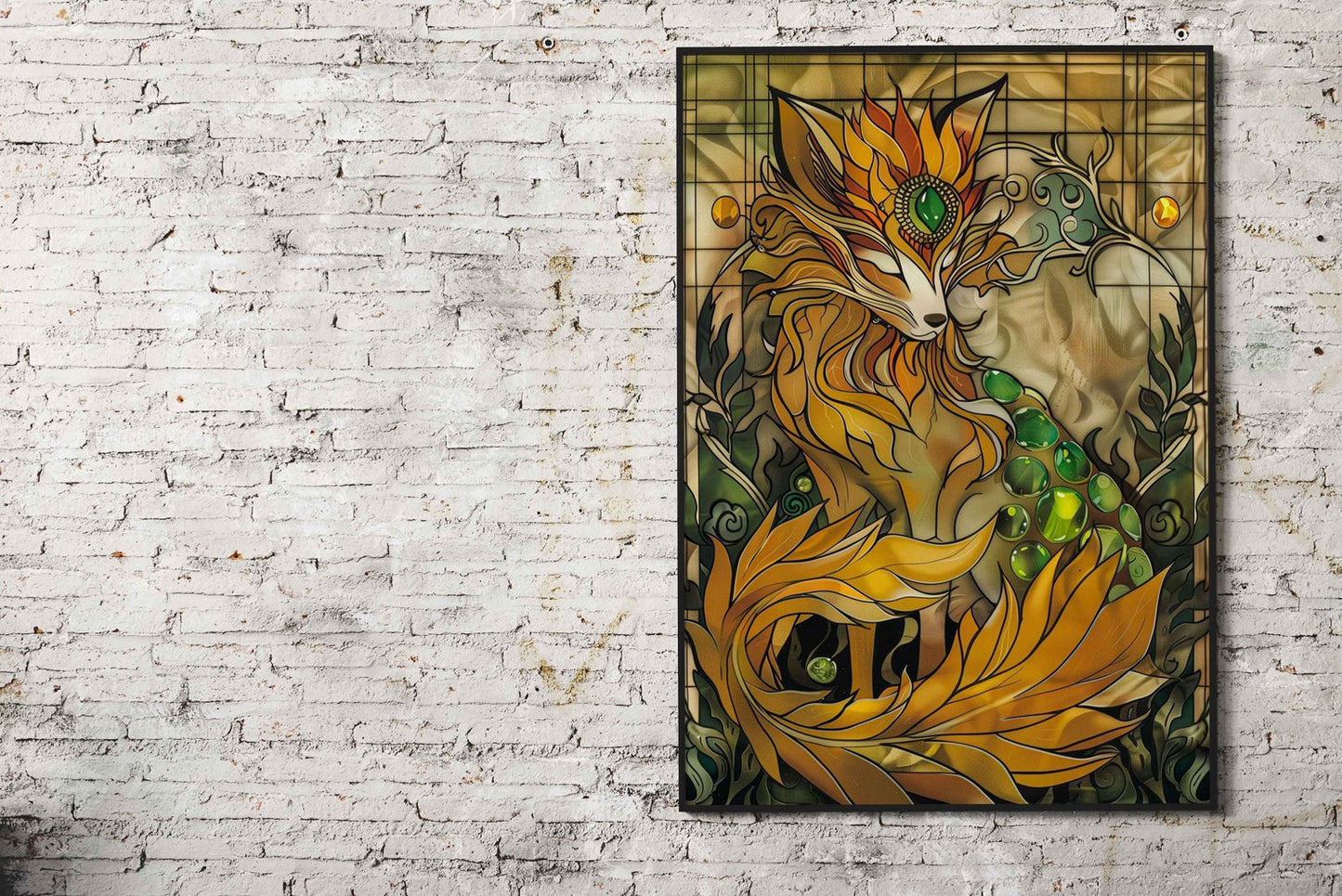 Nine Tailed Fox Yin Yang Asian Style Poster | W all Art for Home & Office | High-Quality Print - High-Quality Premium Wall Art Decor Sticker