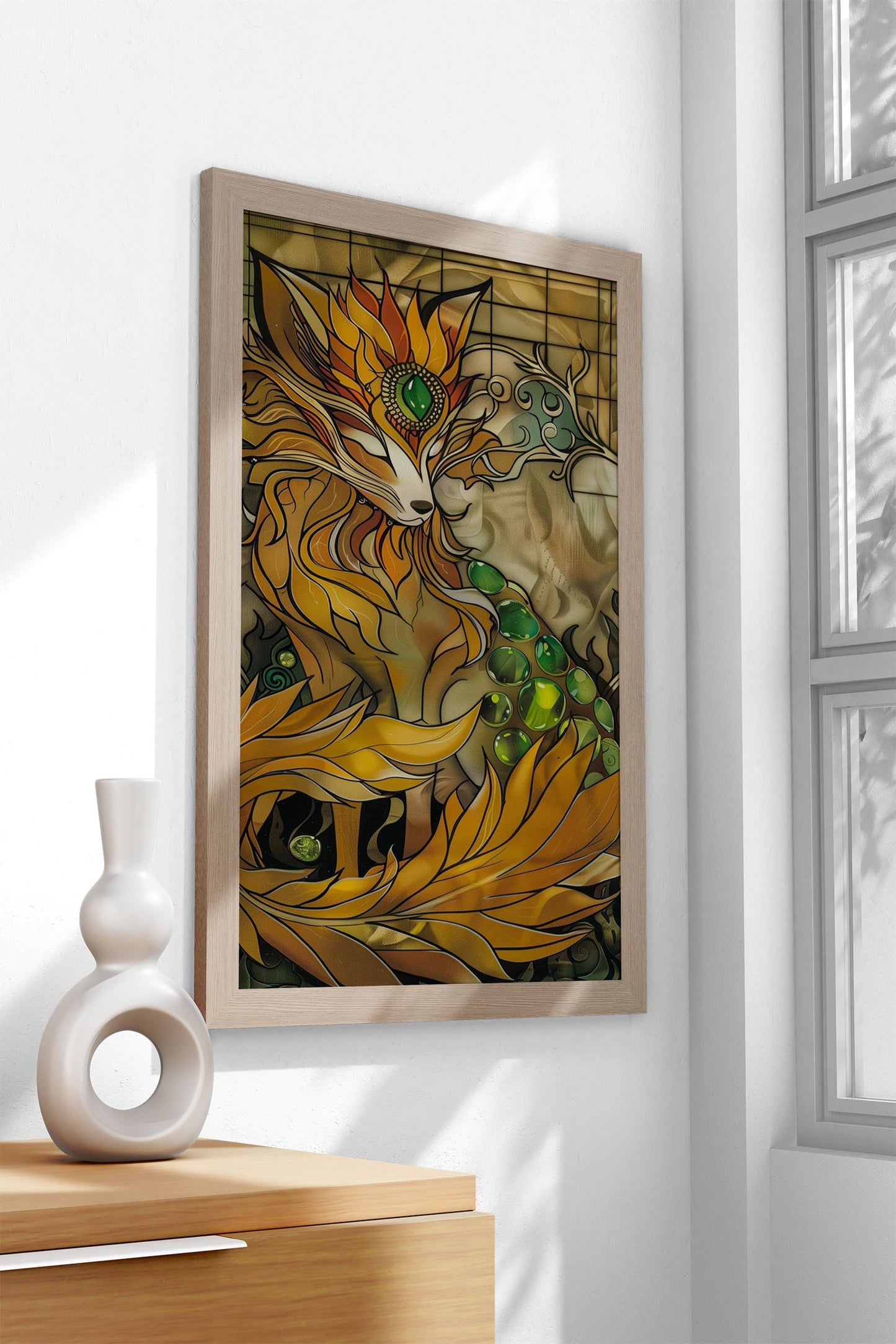Nine Tailed Fox Yin Yang Asian Style Poster | W all Art for Home & Office | High-Quality Print - High-Quality Premium Wall Art Decor Sticker