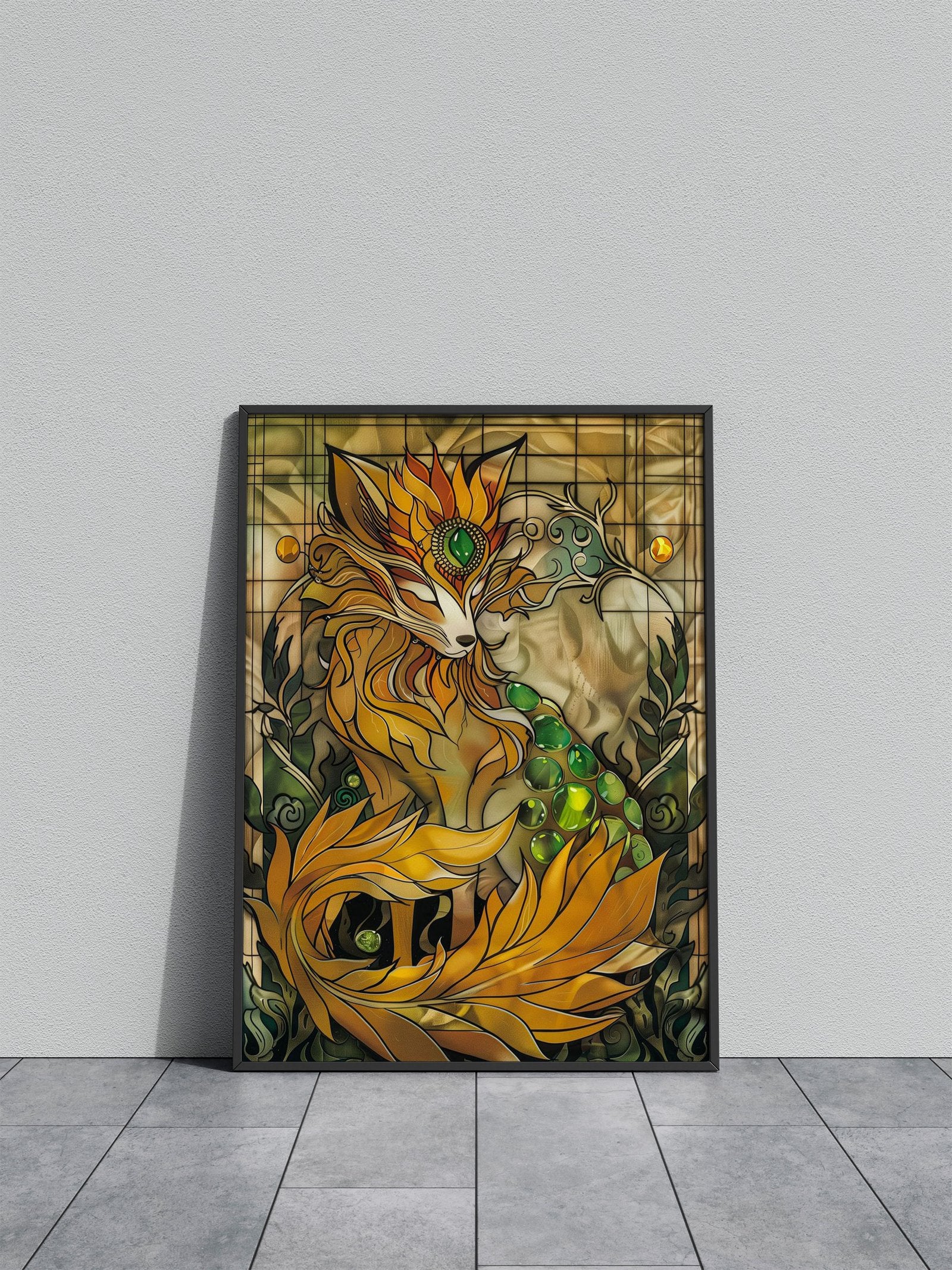 Nine Tailed Fox Yin Yang Asian Style Poster | W all Art for Home & Office | High-Quality Print - High-Quality Premium Wall Art Decor Sticker