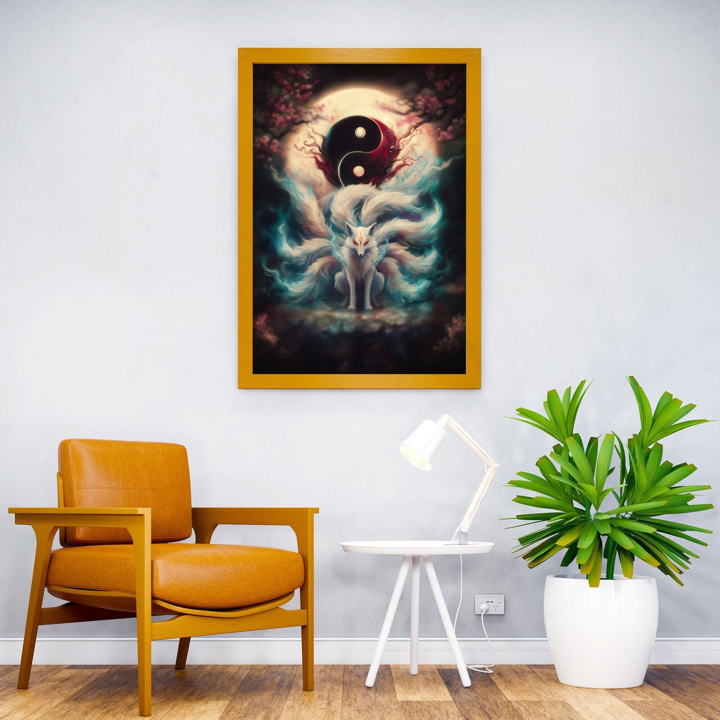 Nine Tailed Fox Asian Style Poster | Wall Art fo r Home & Office | High-Quality Print - High-Quality Premium Wall Art Decor Sticker