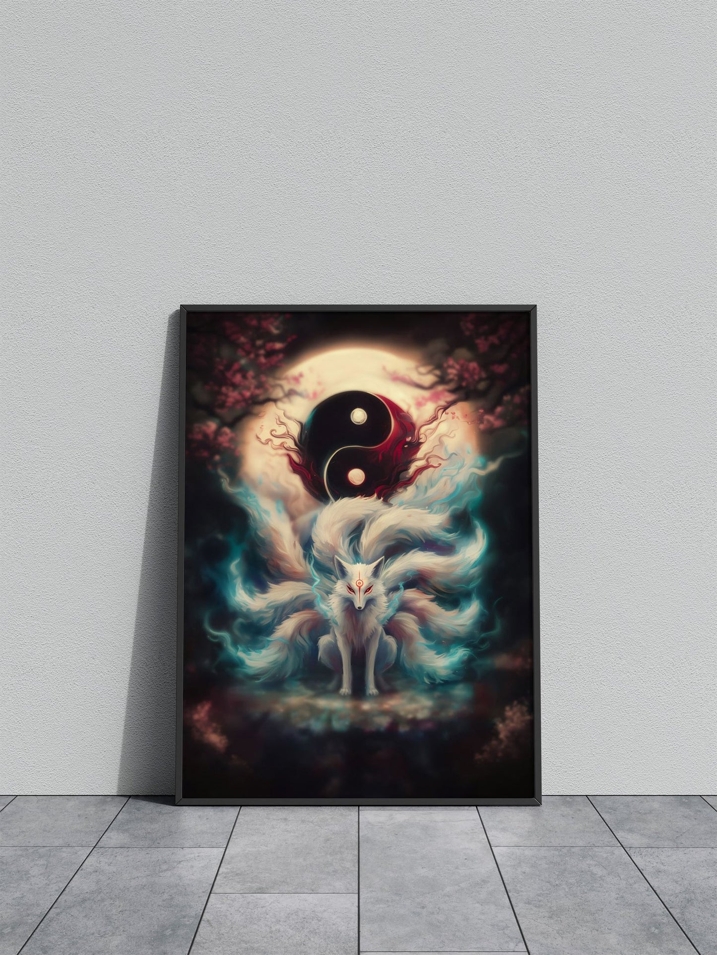 Nine Tailed Fox Asian Style Poster | Wall Art fo r Home & Office | High-Quality Print - High-Quality Premium Wall Art Decor Sticker