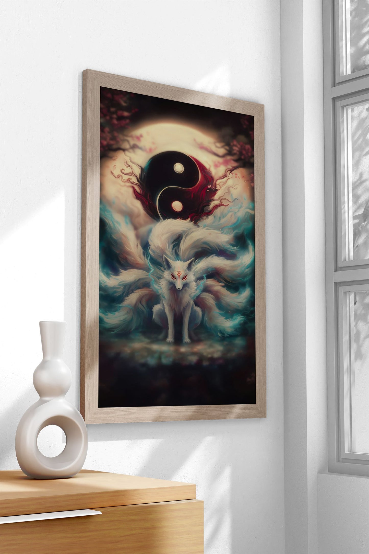 Nine Tailed Fox Asian Style Poster | Wall Art fo r Home & Office | High-Quality Print - High-Quality Premium Wall Art Decor Sticker